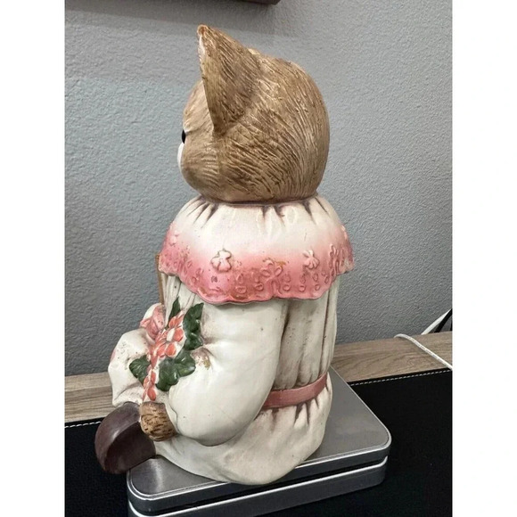 Vintage Cookie Jar 70'S EMILY THE CAT IN DRESS GLASS EYES - 11.5" - Picture 7 of 11